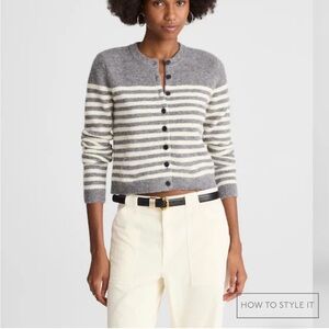 Madewell Gray and Cream Striped Cardigan